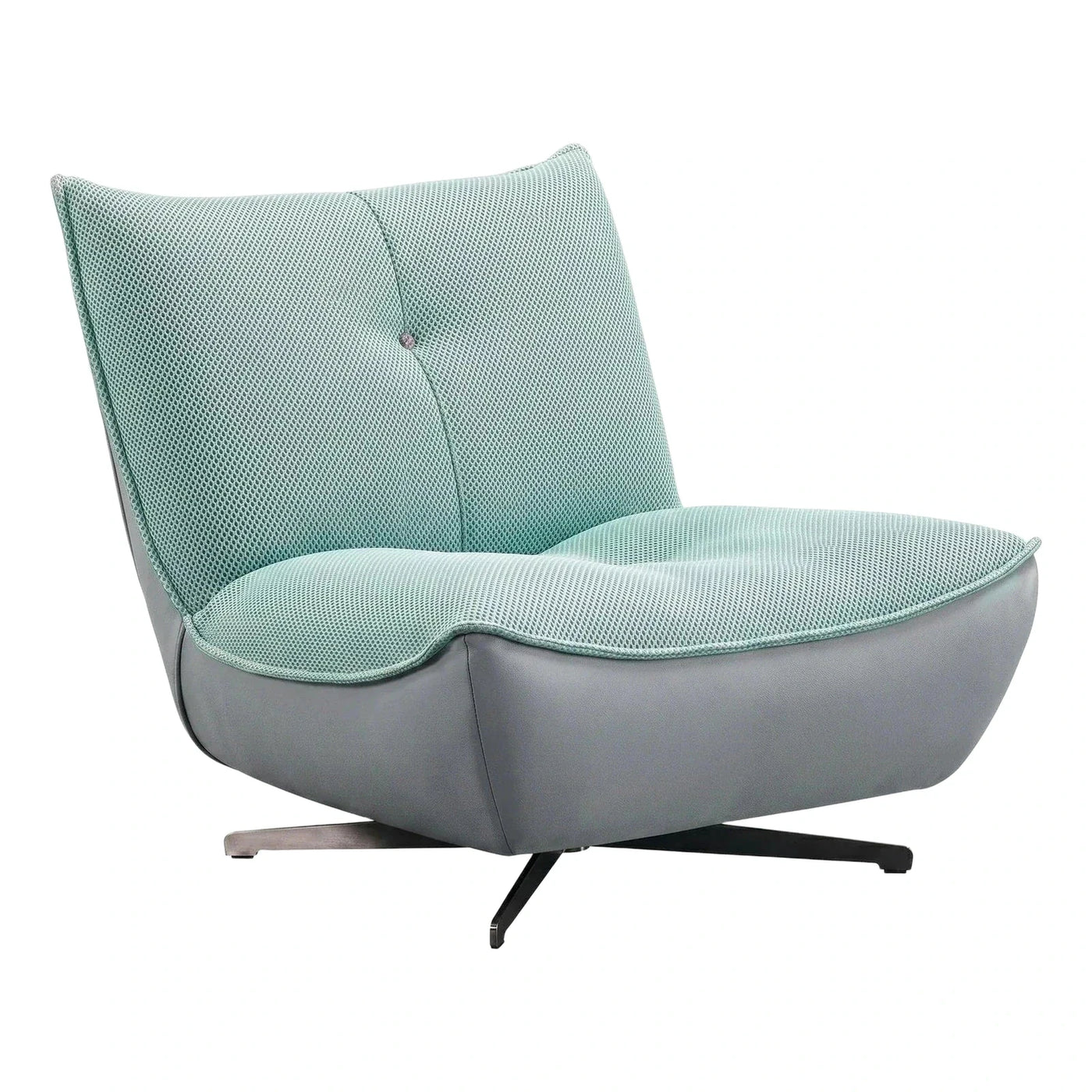 Modern Mint Green and Grey Swivel Lounge Chair