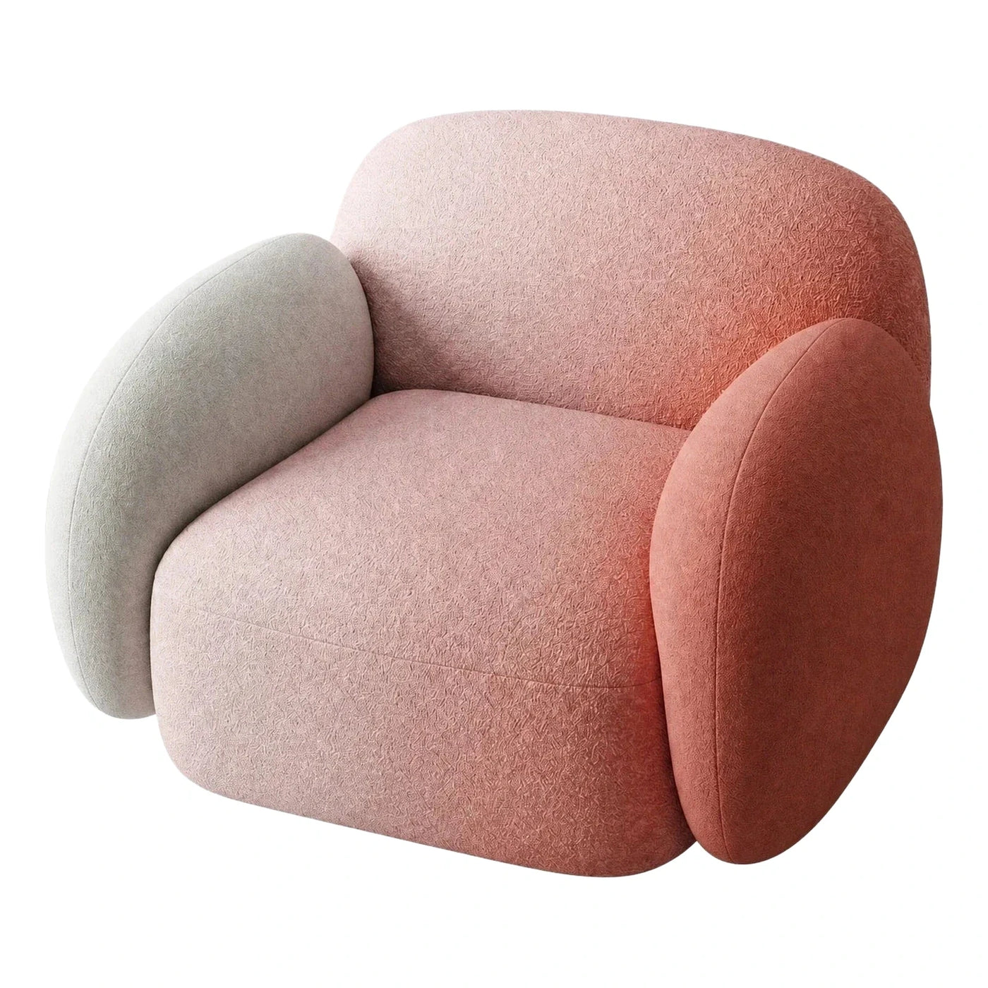 Modern Color Block Boucle Lounge Armchair