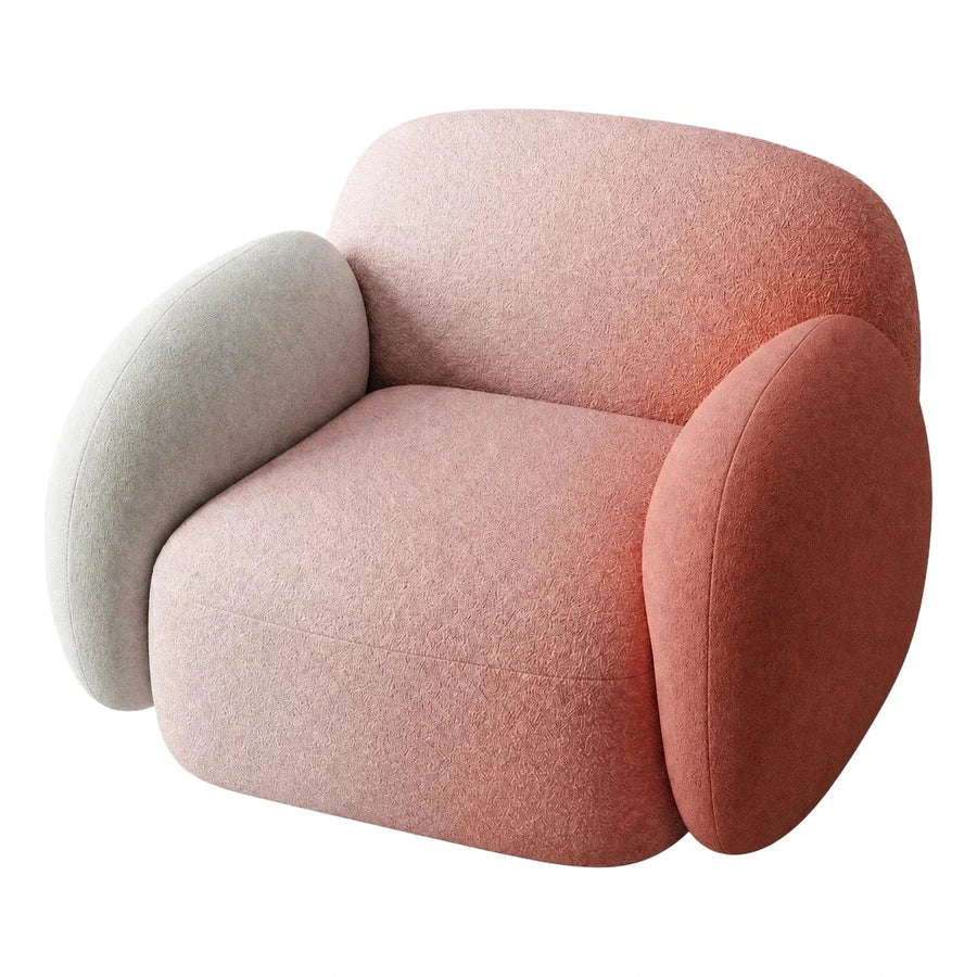 Modern Color Block Boucle Lounge Armchair