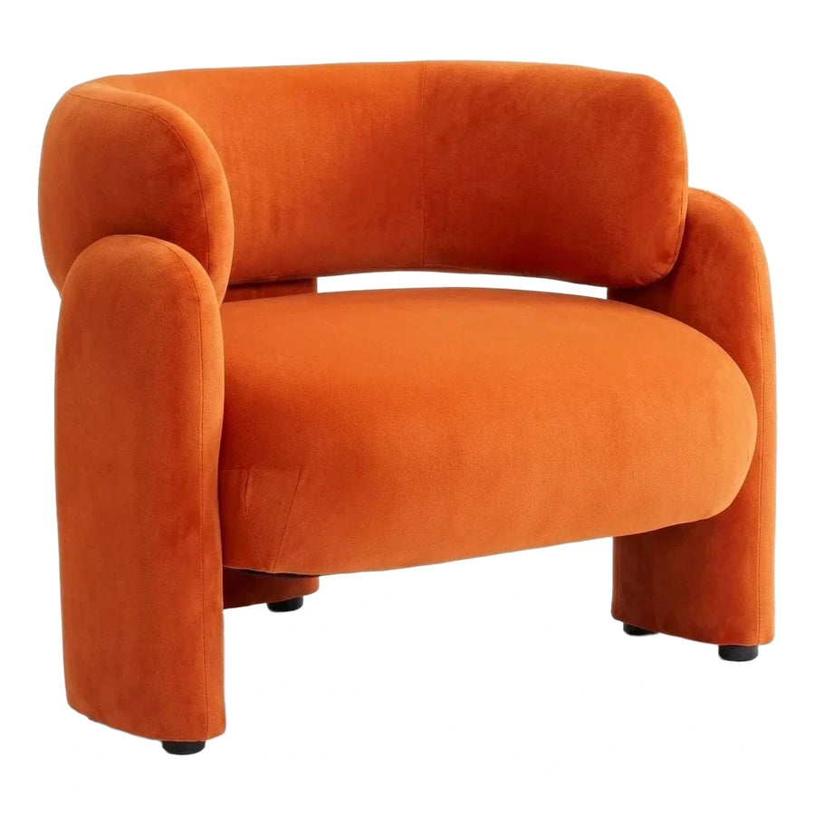 Modern Orange Fabric Tub Armchair