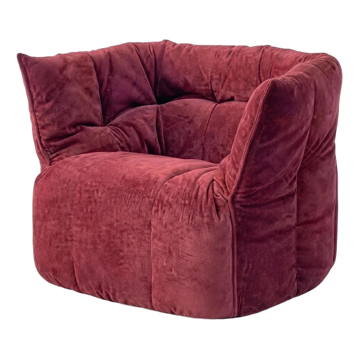 Burgundy Velvet Low Profile Lounge Armchair