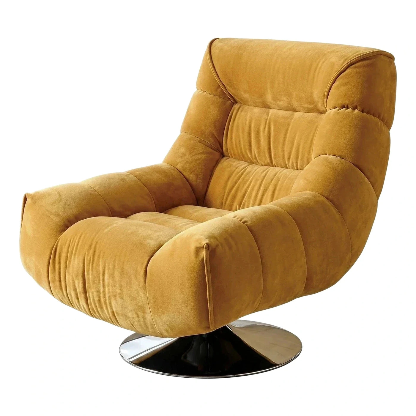 Plush Mustard Velvet Swivel Lounge Chair