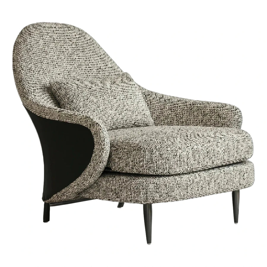 Sculptural Textured Boucle Lounge Chair with Black Side Panel