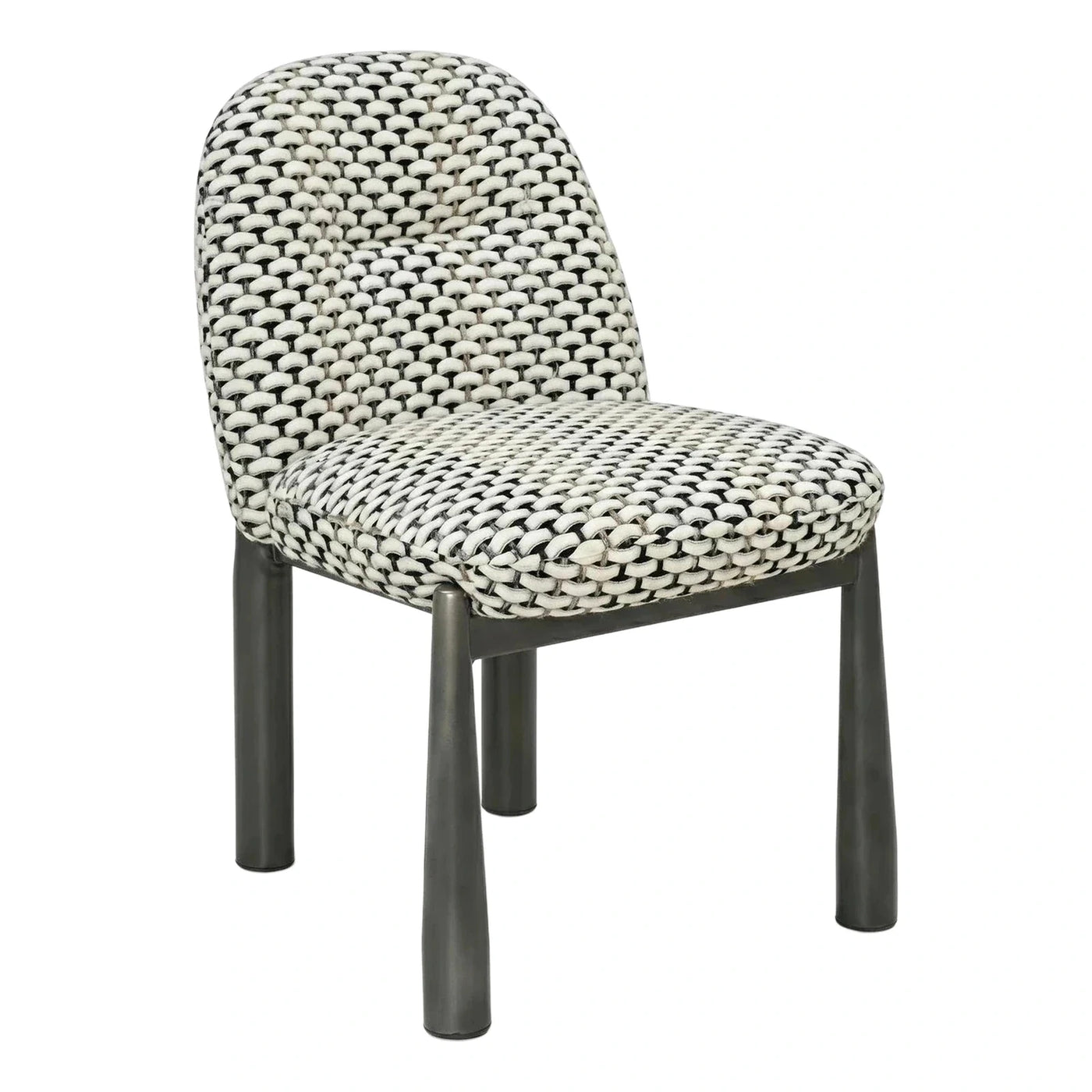 Woven Black and White Upholstered Dining Chair