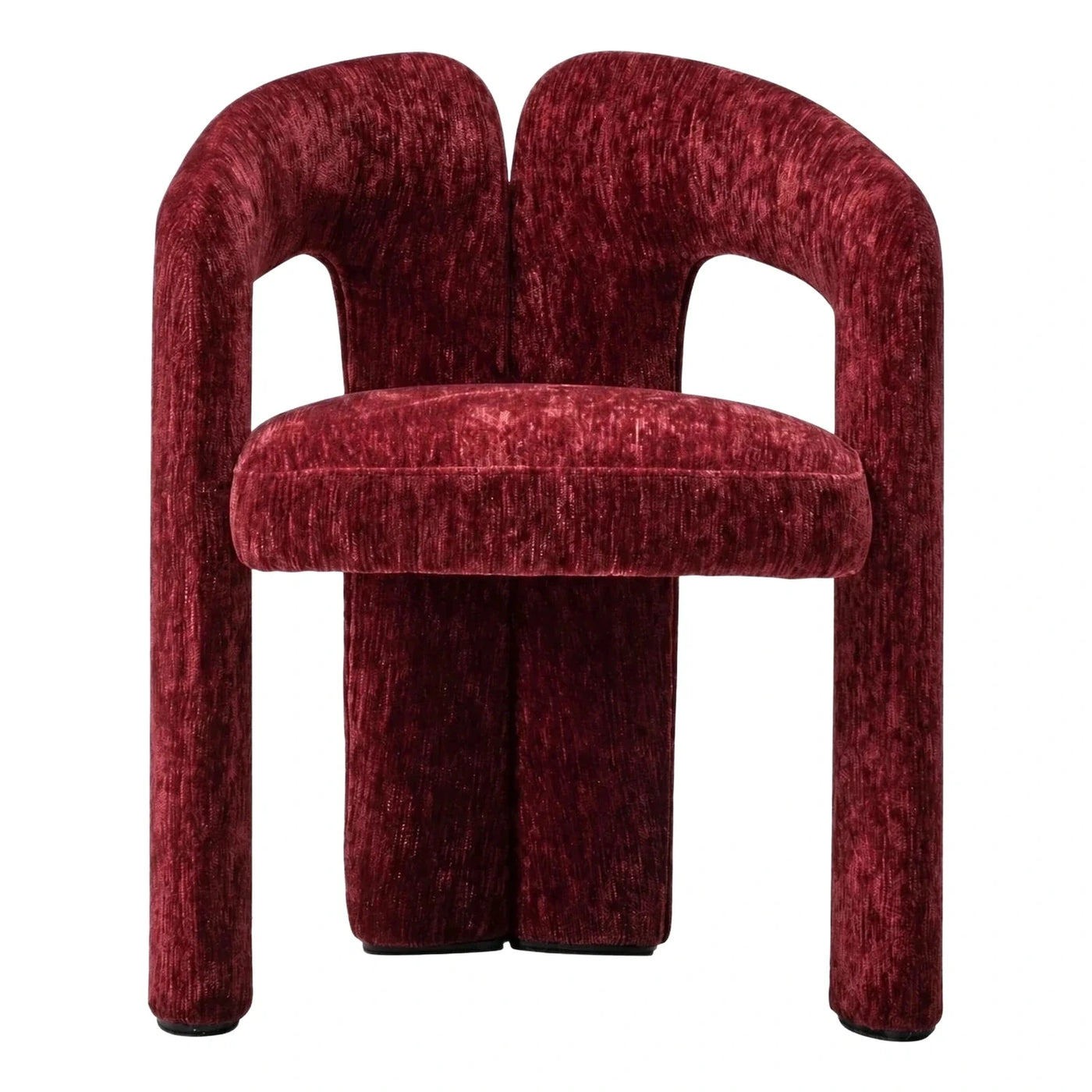 Burgundy Velvet Sculptural Armchair with Split Back