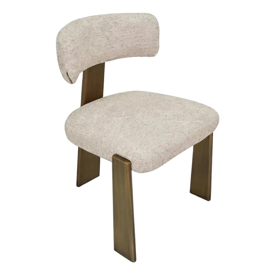 Modern Cream Boucle Dining Chair with Gold Legs