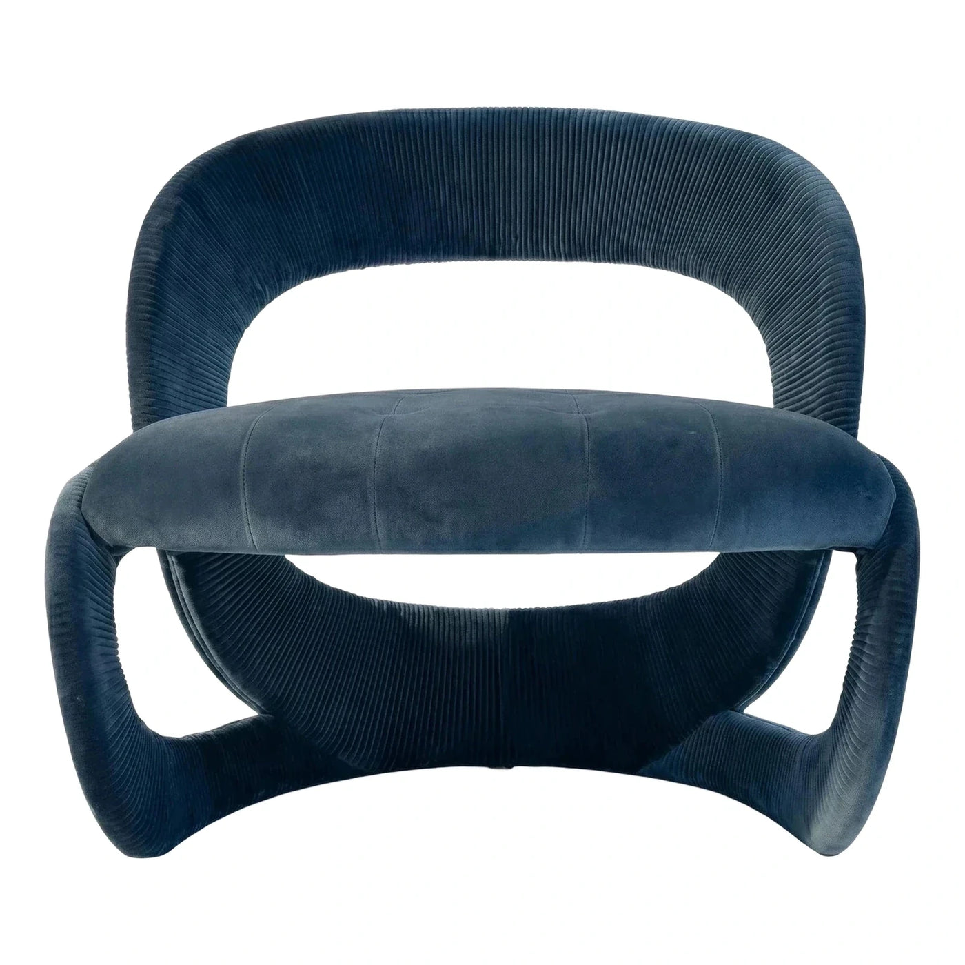 Sculptural Navy Blue Velvet Loop Lounge Chair