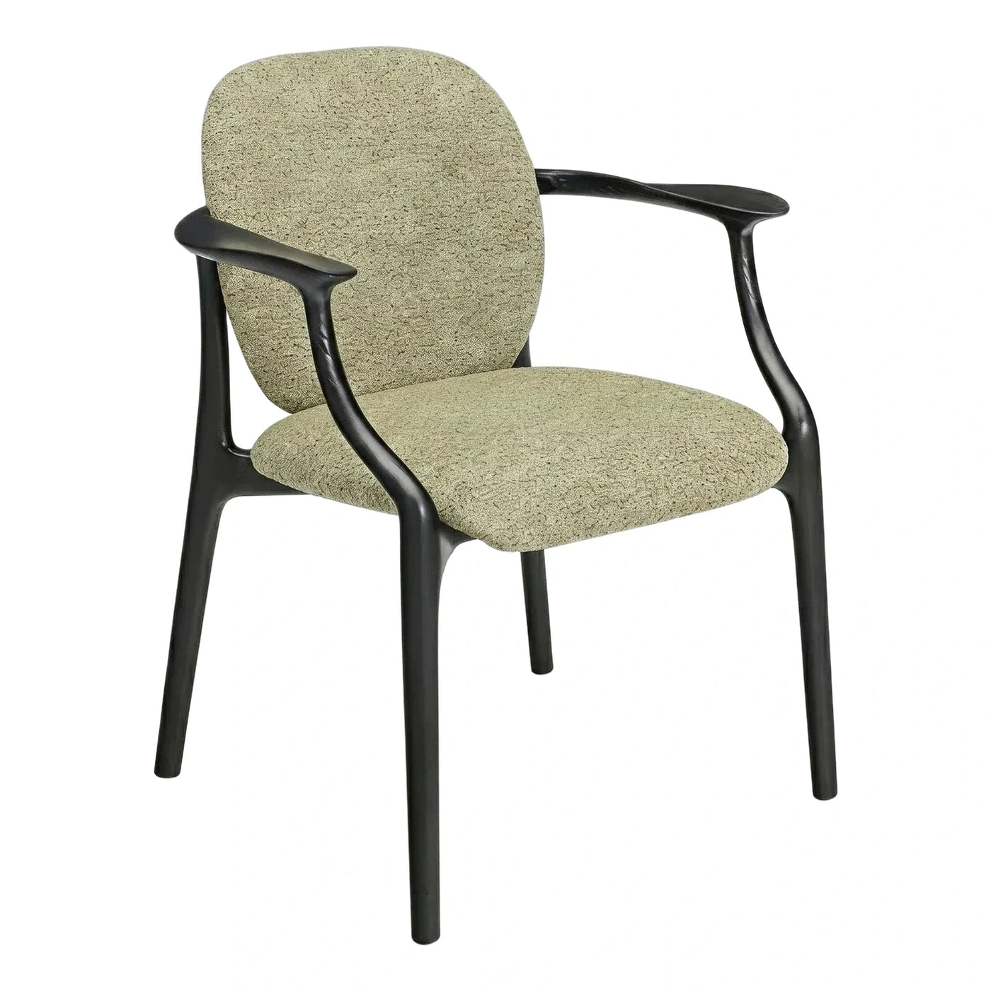 Modern Sage Green Upholstered Armchair with Dark Frame