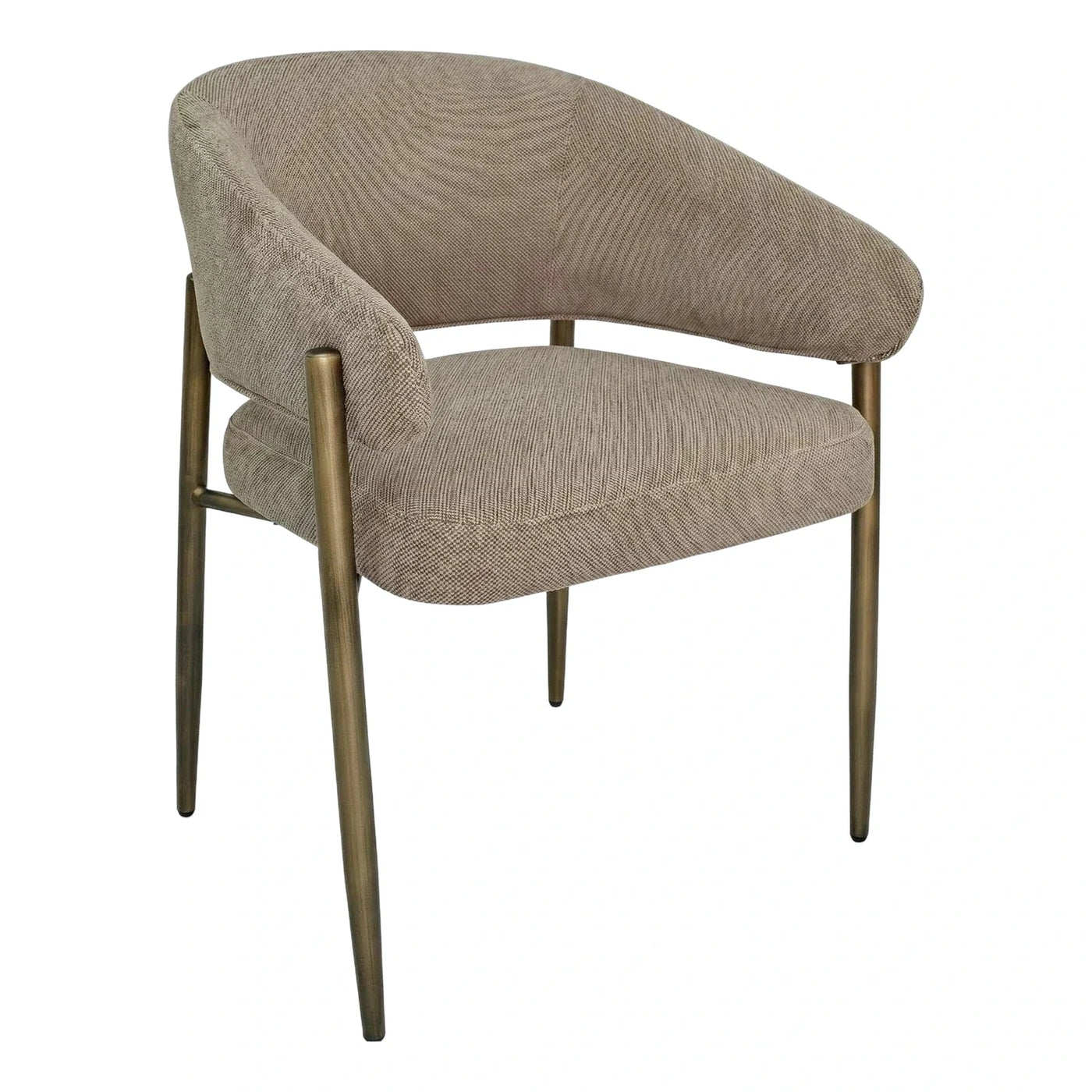 Modern Textured Fabric Armchair with Brass Legs