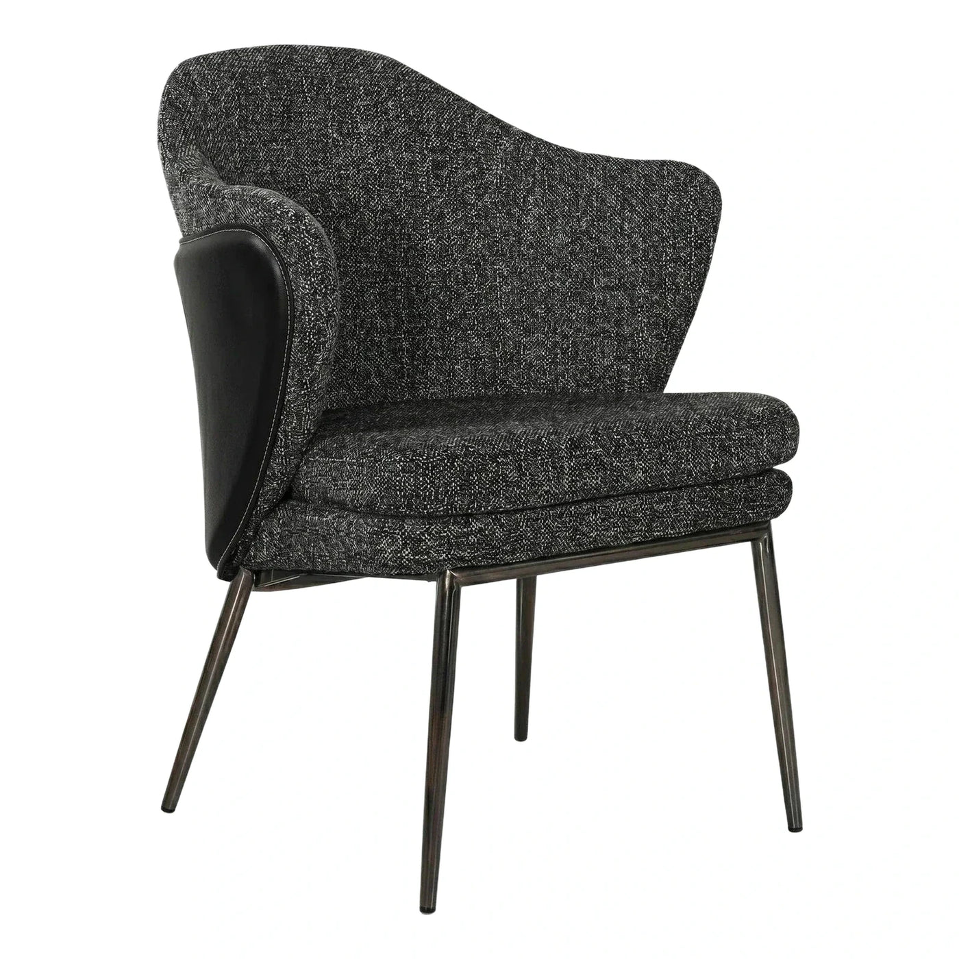 Modern Dark Grey Textured Armchair with Black Leather Side