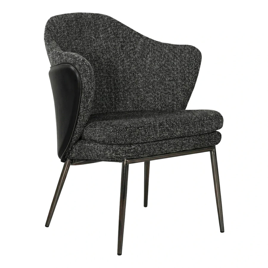 Modern Dark Grey Textured Armchair with Black Leather Side