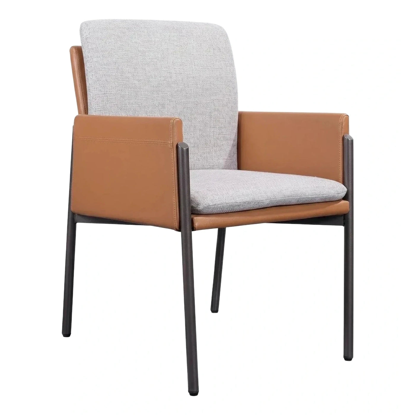 Modern Two-Tone Fabric and Leather Dining Chair