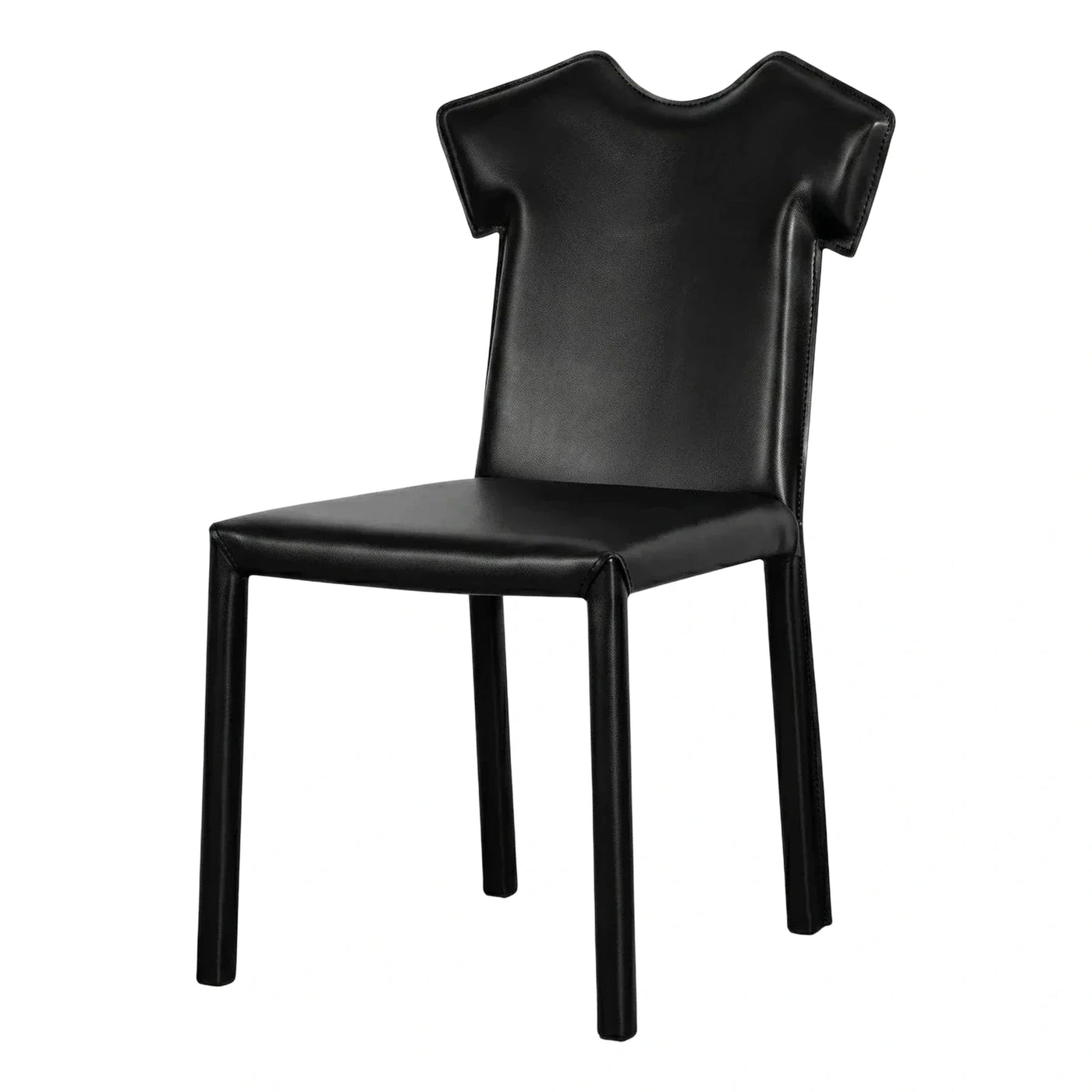 Black Leather T-Shirt Shaped Dining Chair