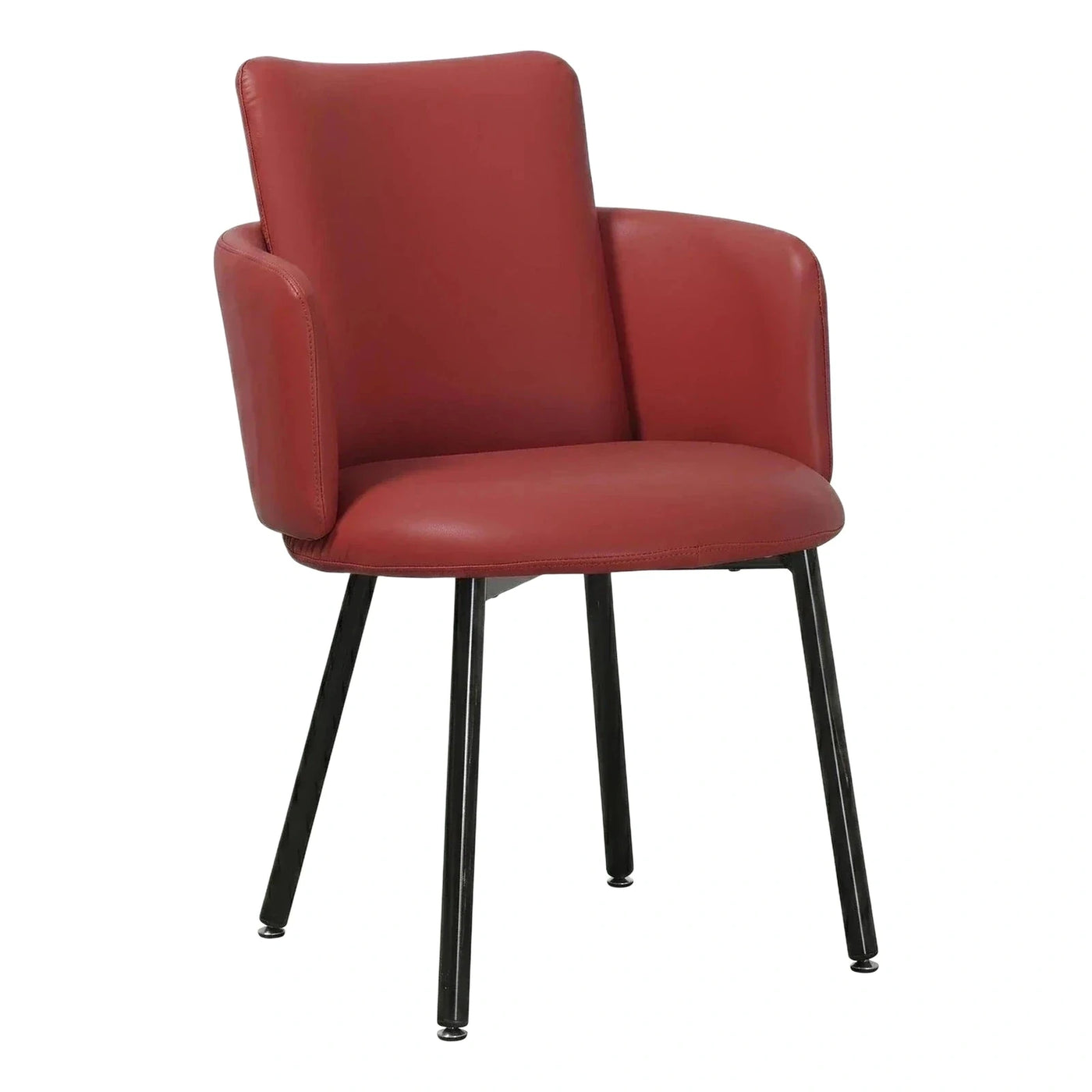 Modern Rust Red Leather Armchair with Black Legs