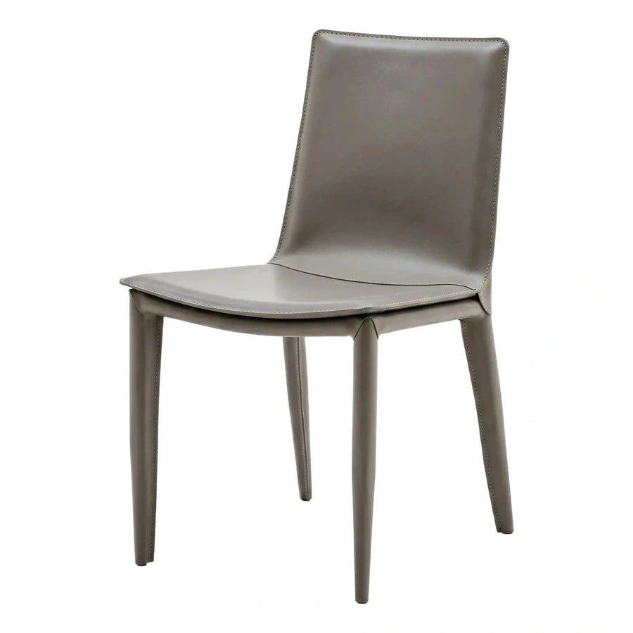Modern Grey Leather Upholstered Armless Dining Chair