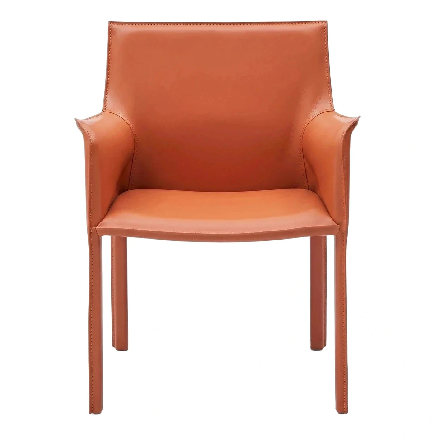 Modern Tan Leather Armchair with Wrapped Legs