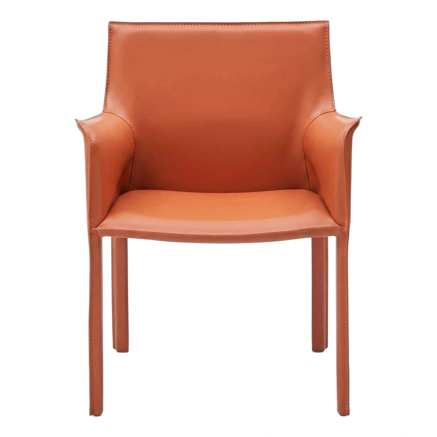 Modern Tan Leather Armchair with Wrapped Legs
