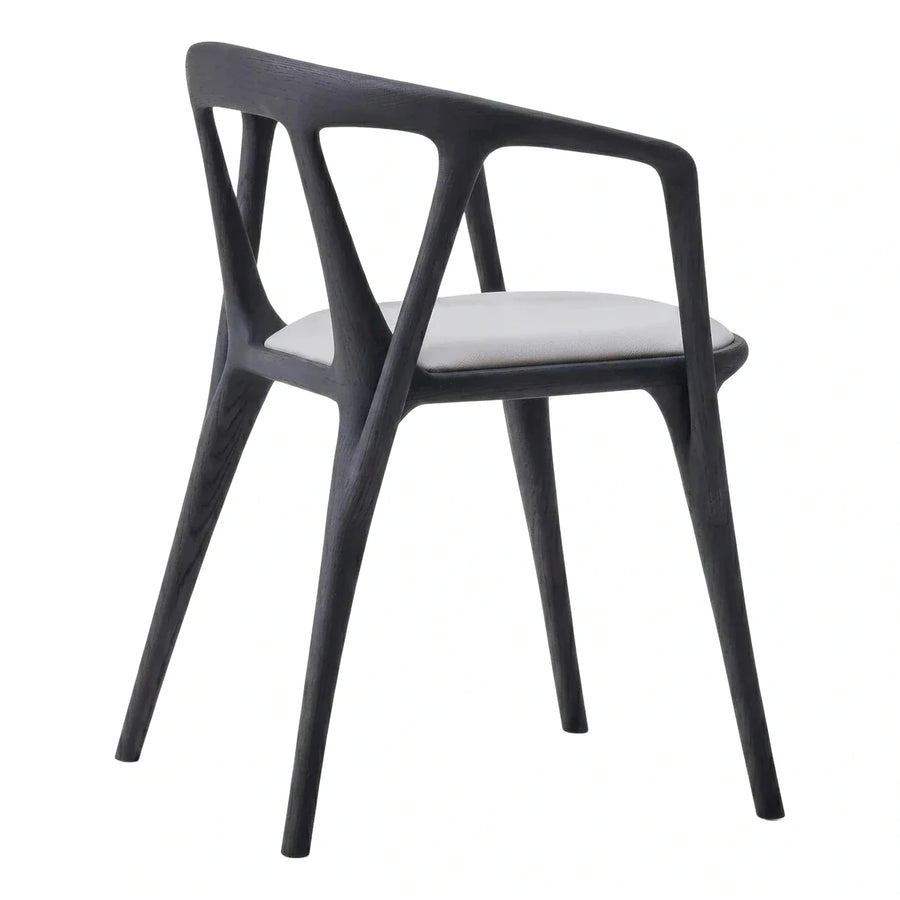 Modern Black Wood Dining Chair with White Seat