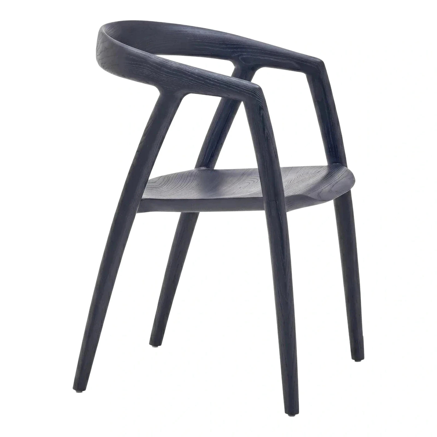 Modern Black Wood Dining Chair with Curved Back