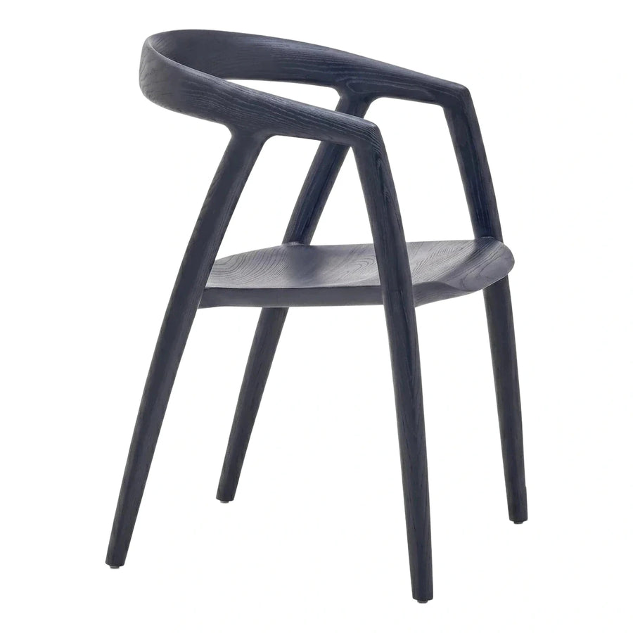 Modern Black Wood Dining Chair with Curved Back