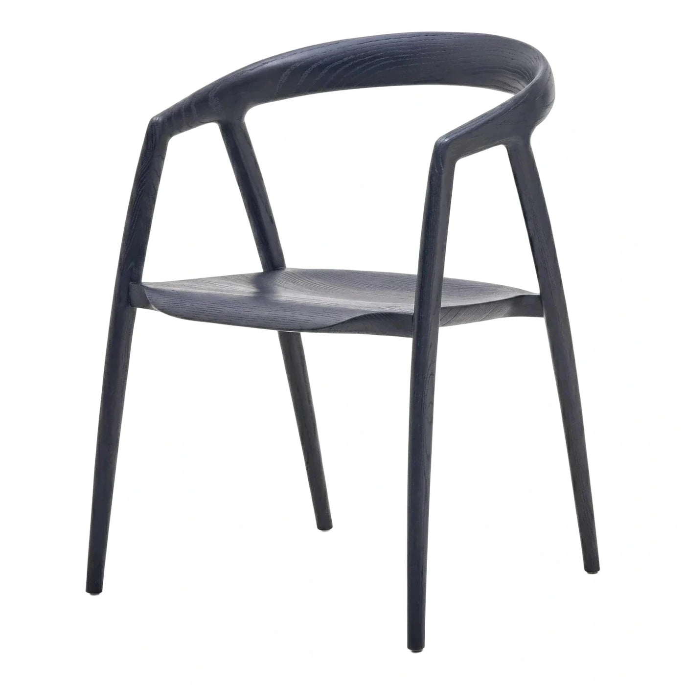 Black Wood Dining Chair with Curved Backrest