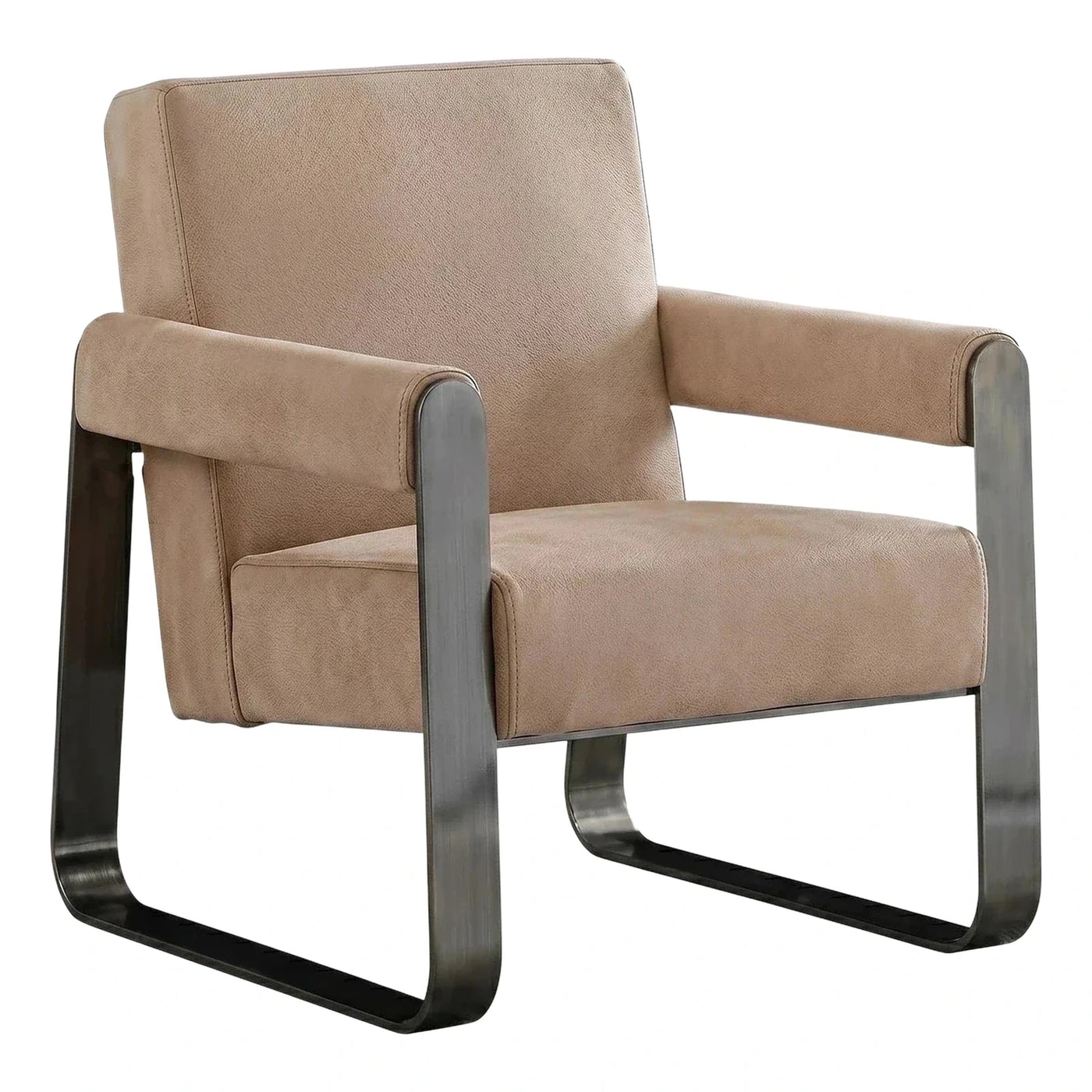 Modern Cantilever Leather Armchair with Dark Metal Base