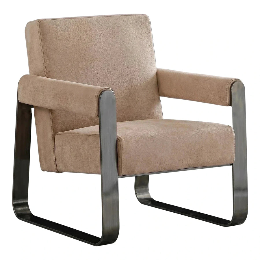 Modern Cantilever Leather Armchair with Dark Metal Base