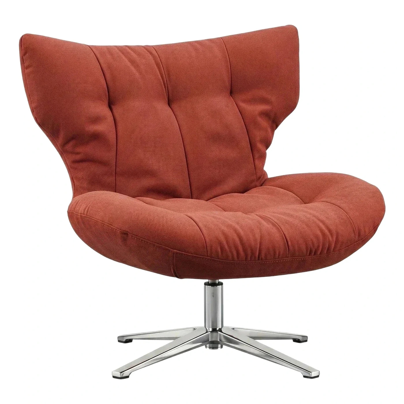 Rust Fabric Swivel Lounge Chair with Chrome Base