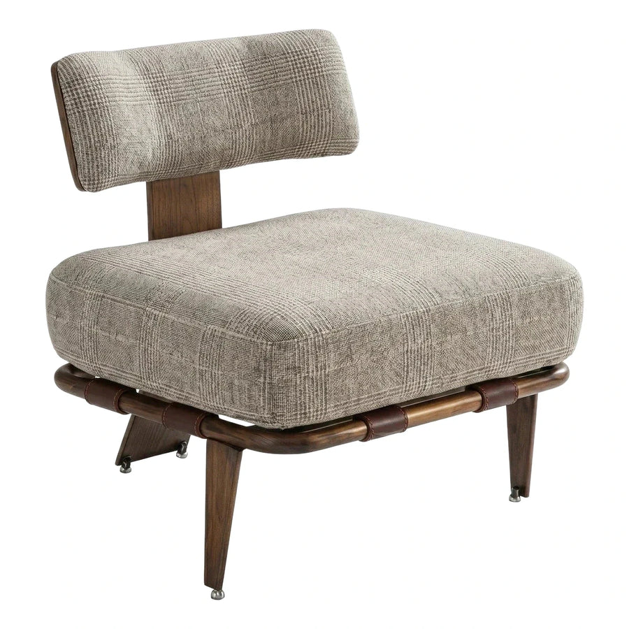 Mid-Century Modern Lounge Chair with Leather Straps