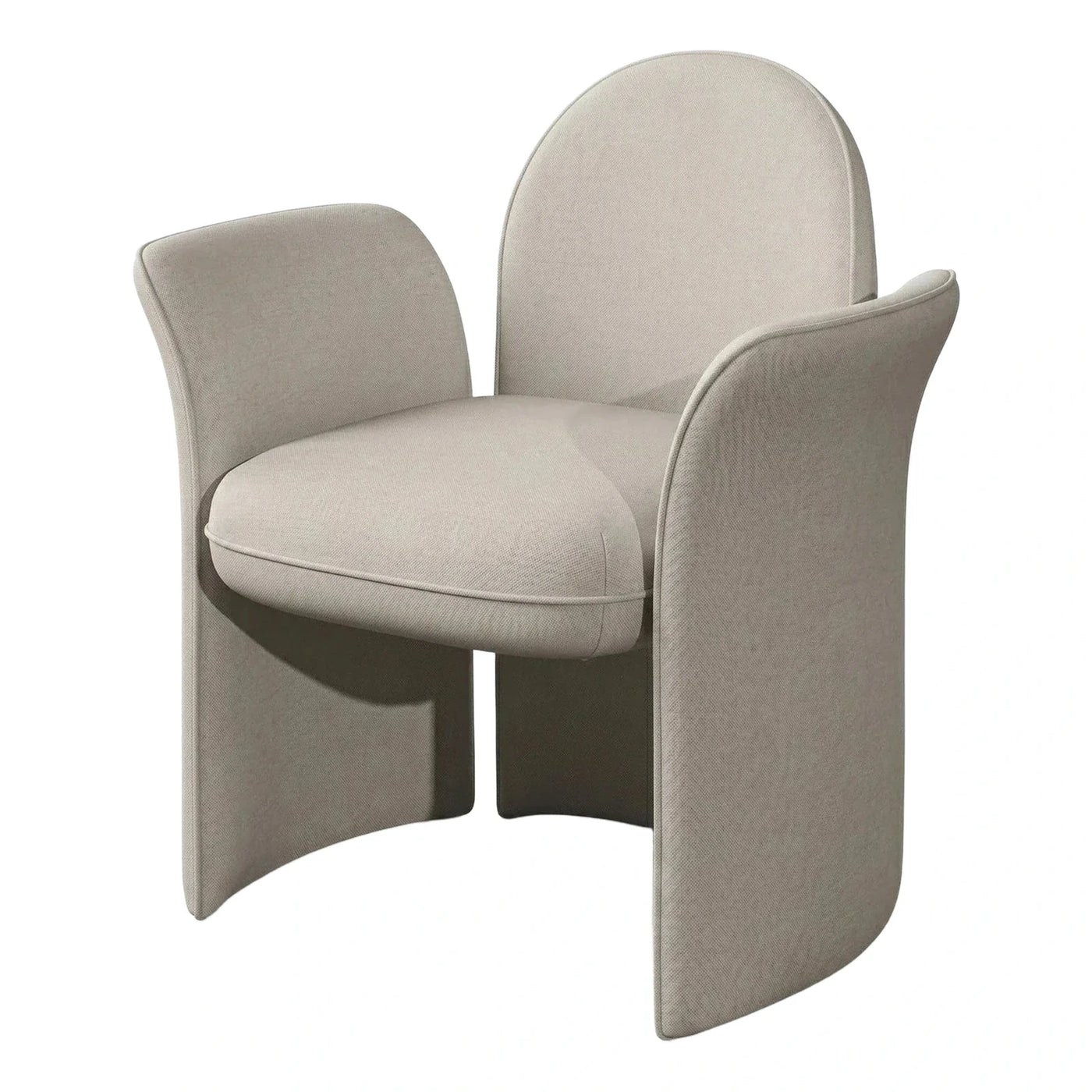 Modern Cream Fabric Lounge Chair with Curved Base