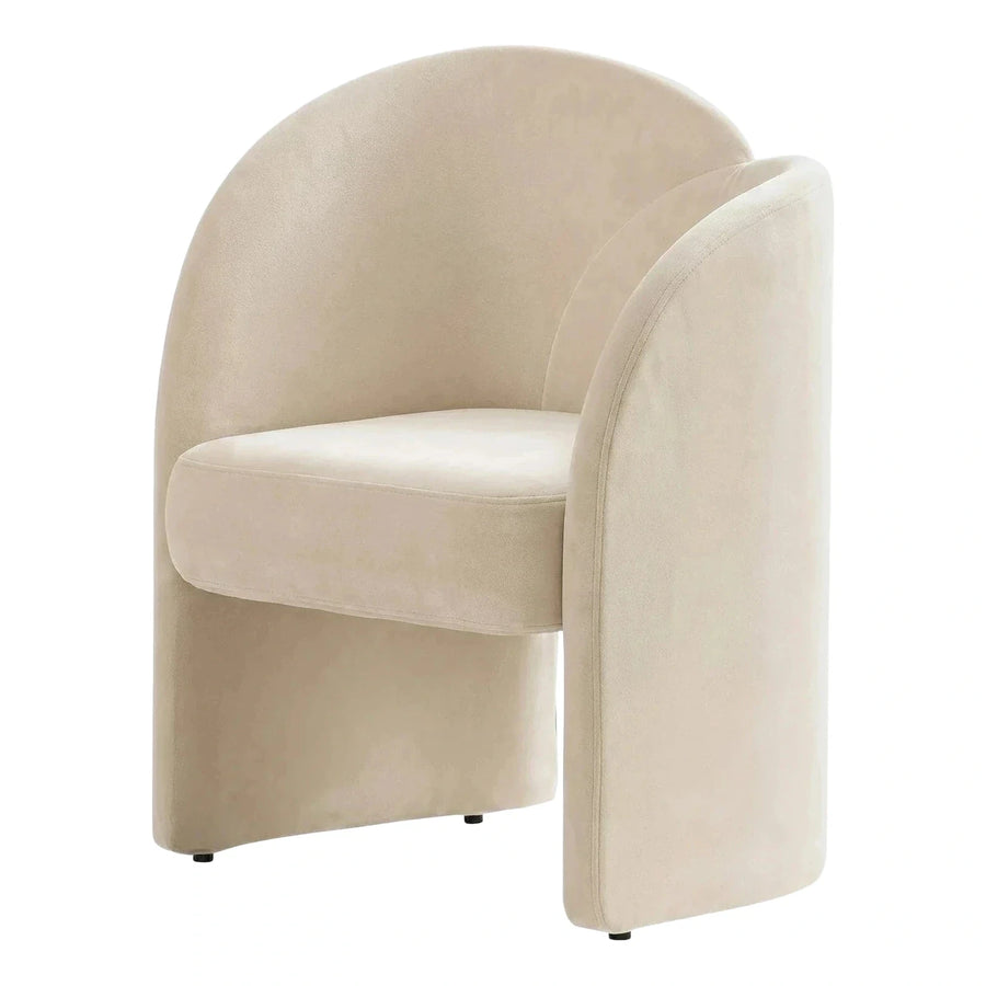 Modern Cream Velvet Tub Accent Chair