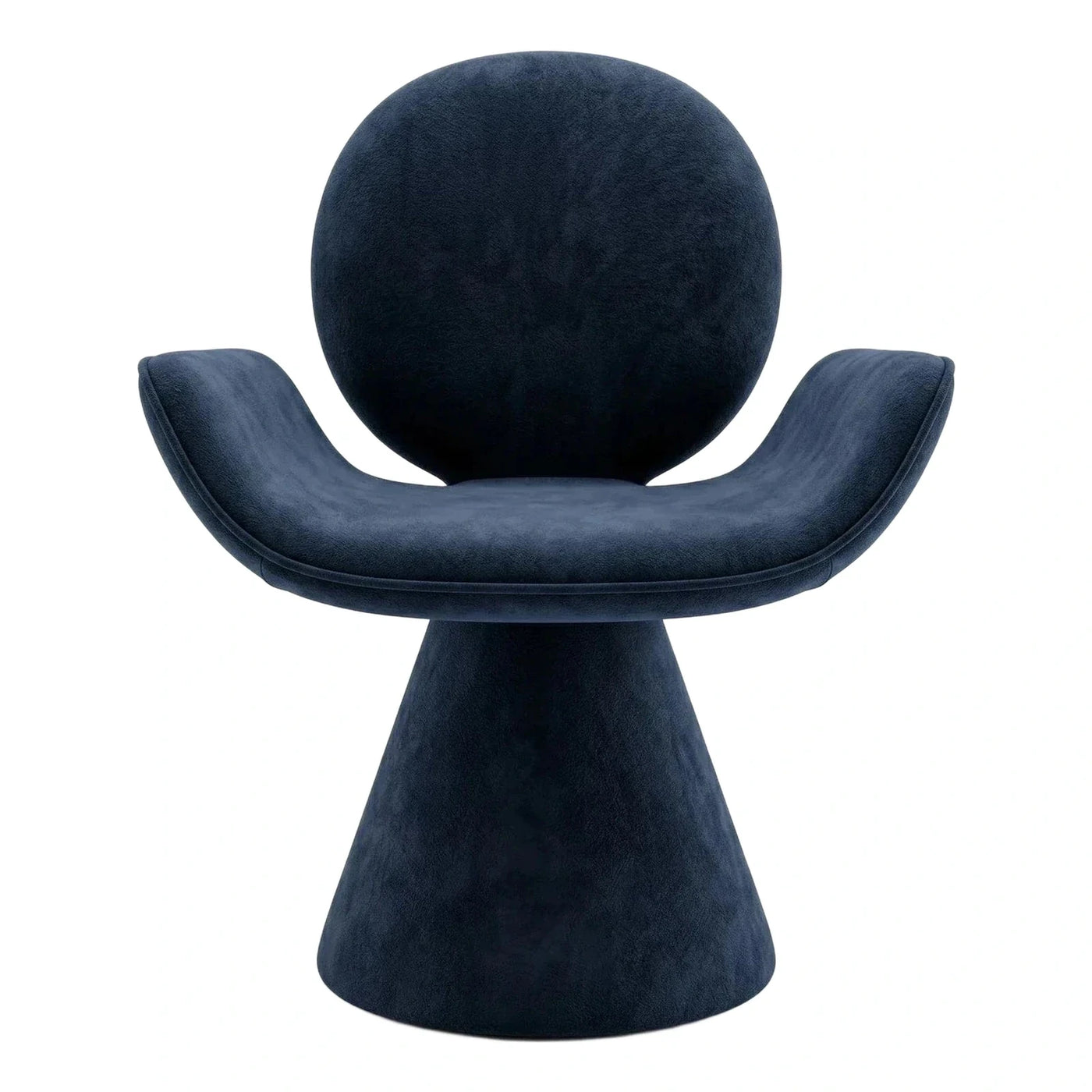 Navy Blue Velvet Sculptural Pedestal Lounge Chair