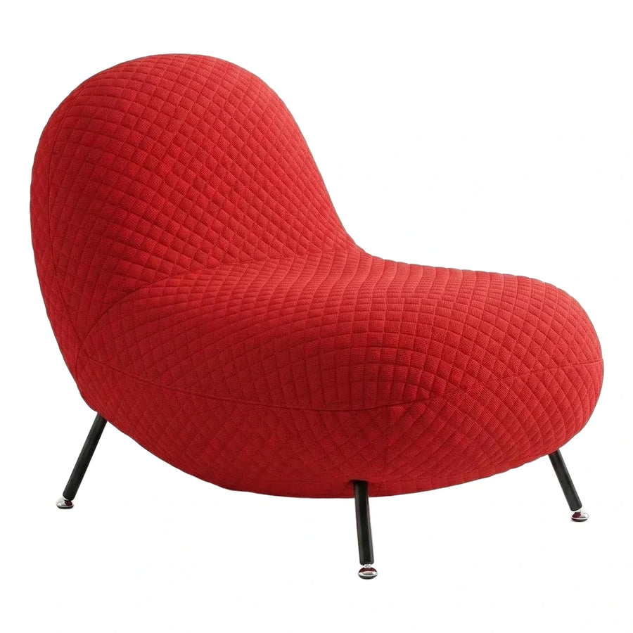 Red Quilted Organic Shape Lounge Chair