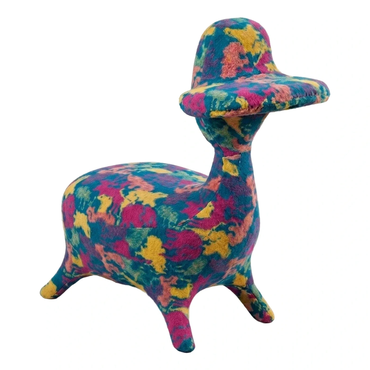 Multicolor Abstract Felt Llama Lounge Chair