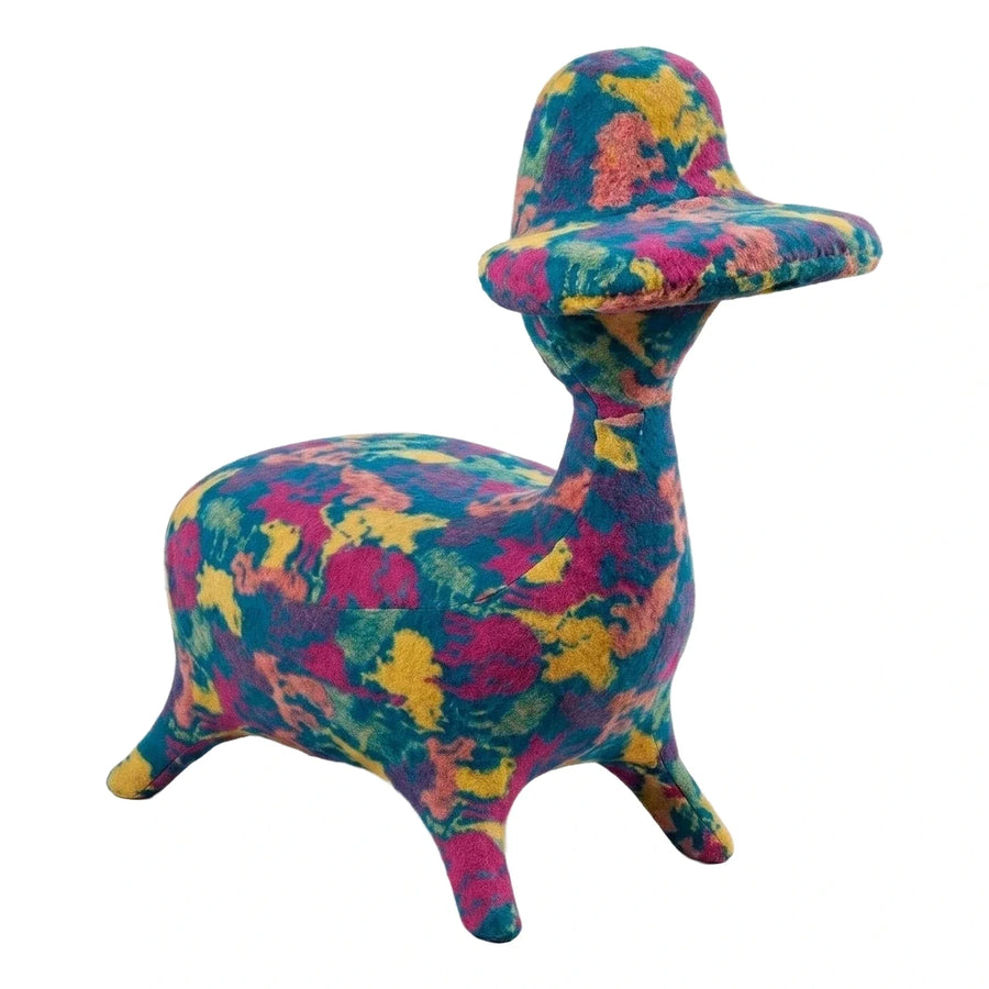 Multicolor Abstract Felt Llama Lounge Chair