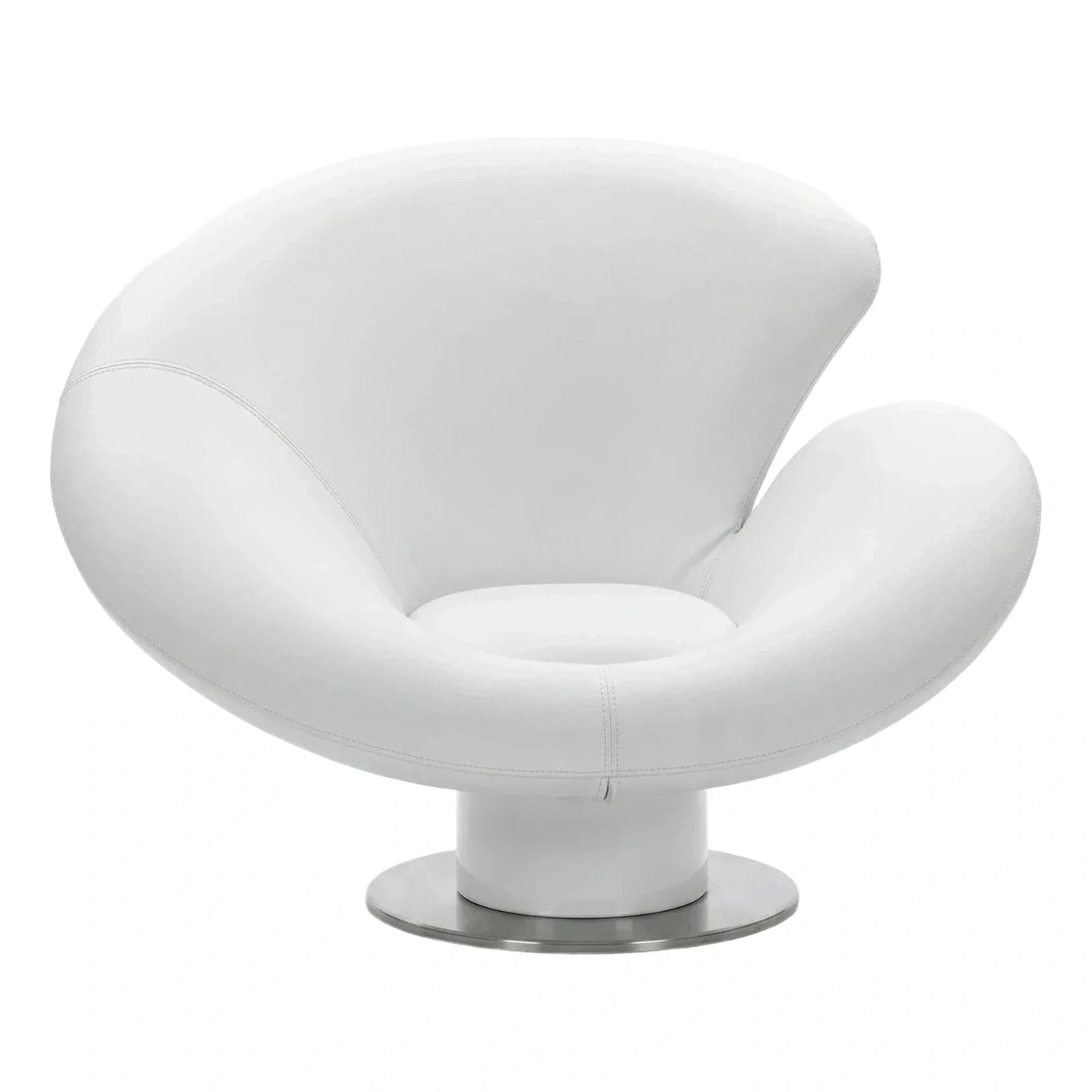 Modern White Leather Swivel Lounge Chair