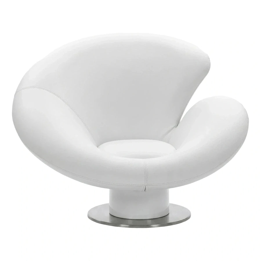 Modern White Leather Swivel Lounge Chair