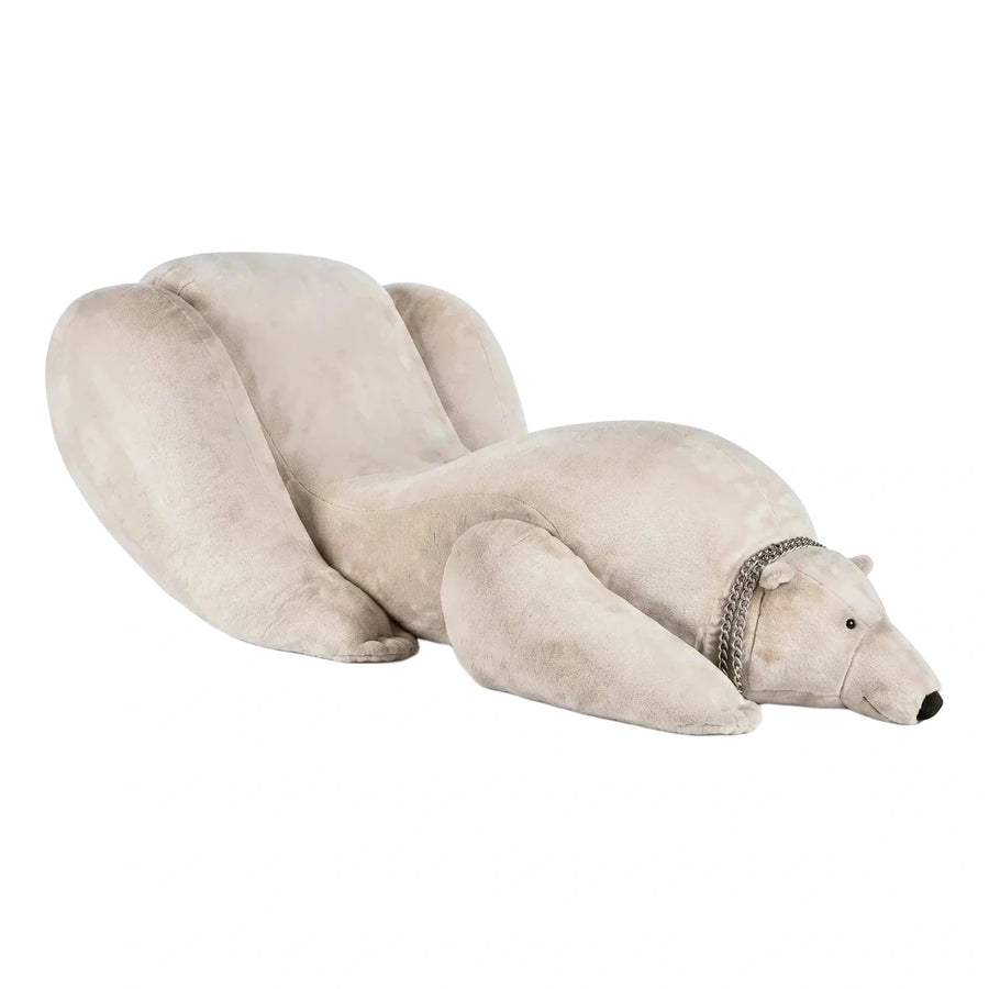 Cream Polar Bear Sculptural Plush Lounge Chair