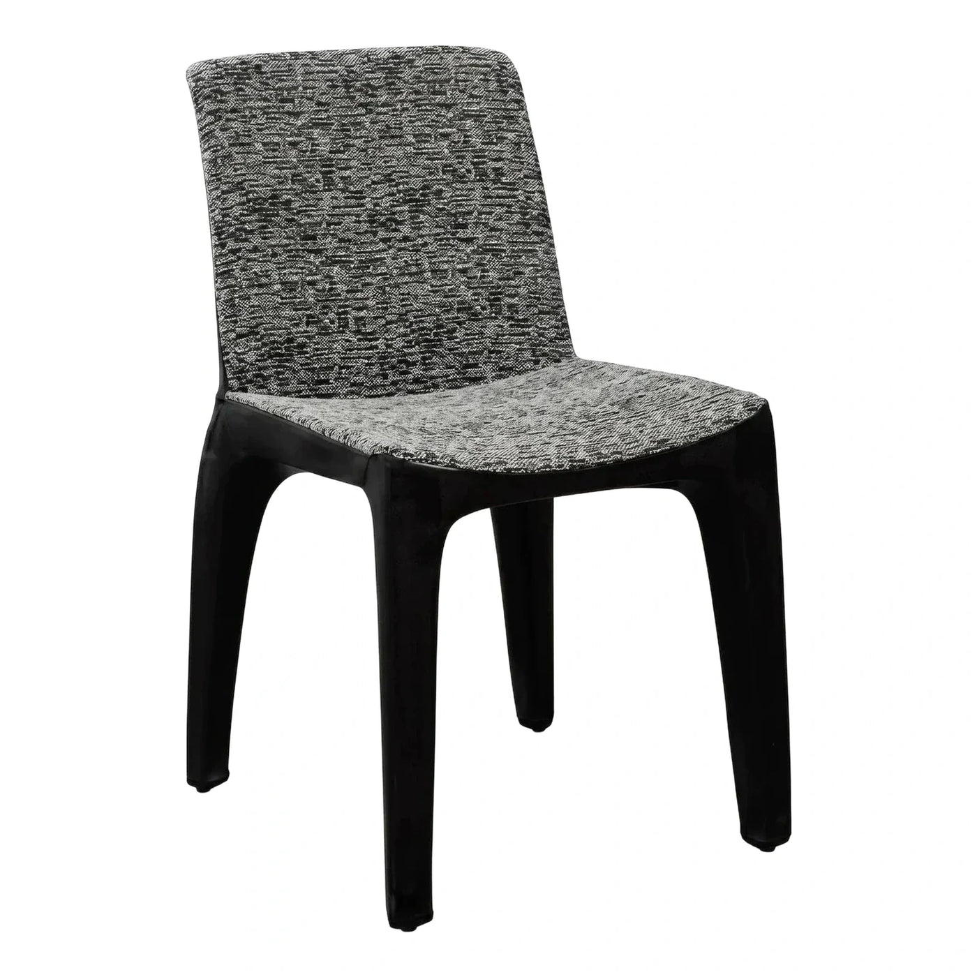 Modern Grey Fabric Upholstered Dining Chair Black Base