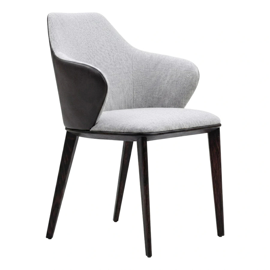 Modern Grey Fabric Dining Chair with Leather Accent
