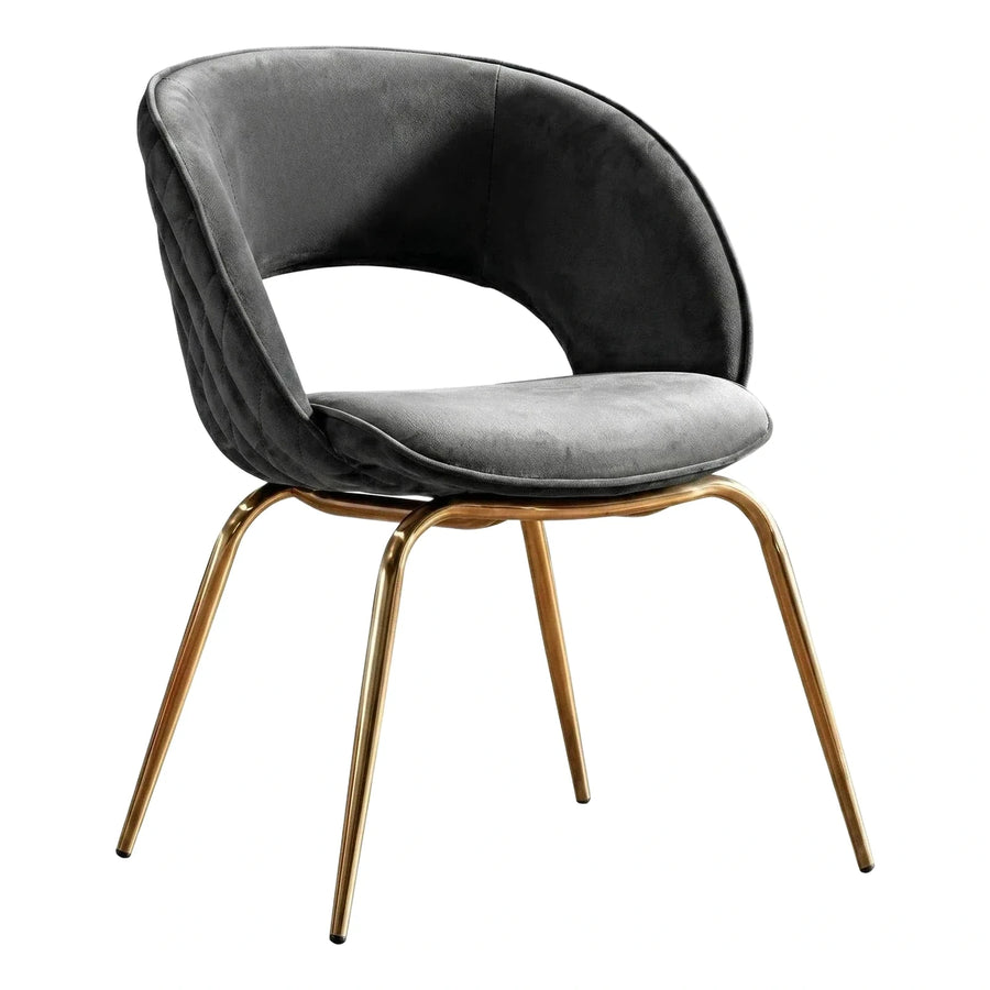 Modern Grey Velvet Tub Armchair with Gold Legs