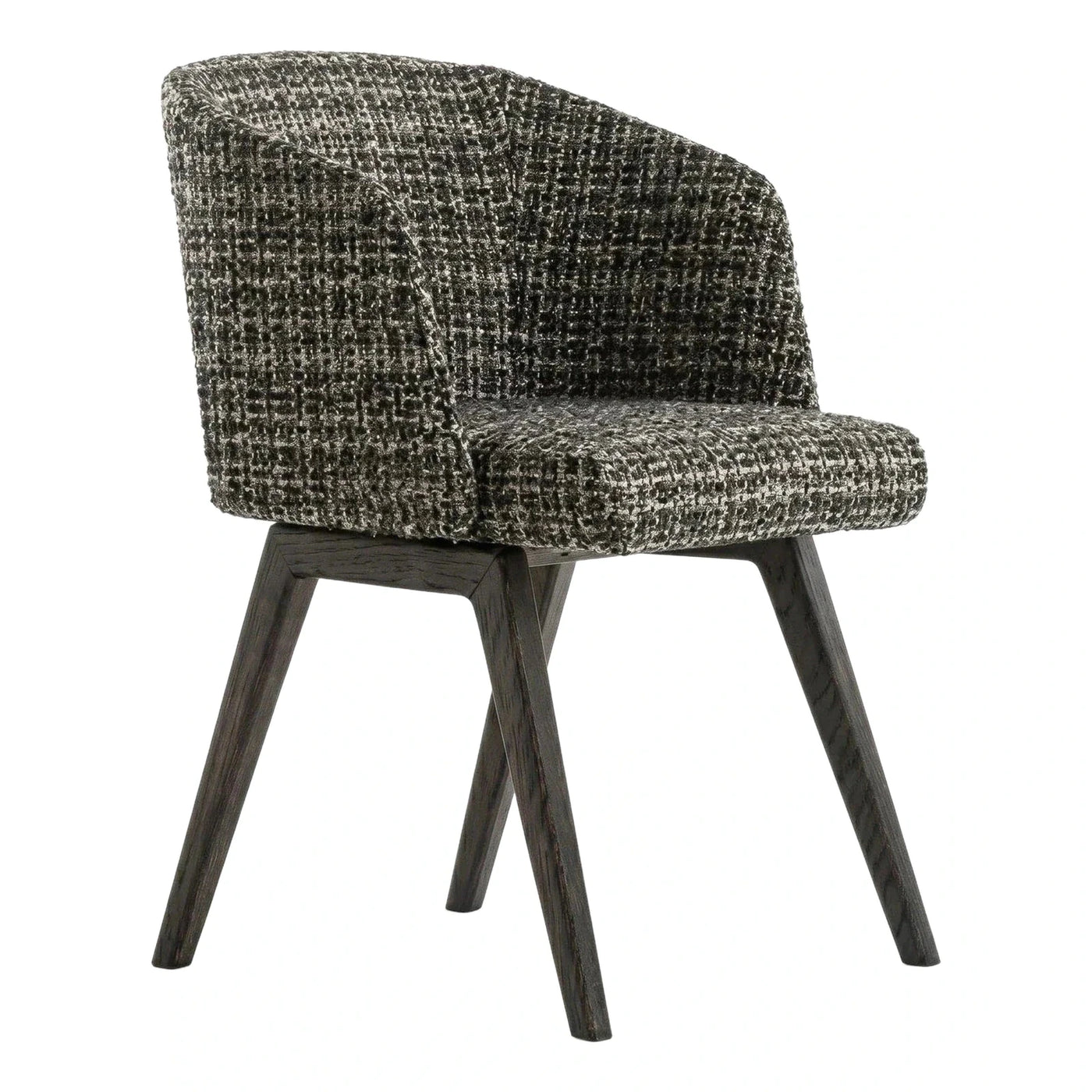 Textured Boucle Armchair with Dark Wood Legs