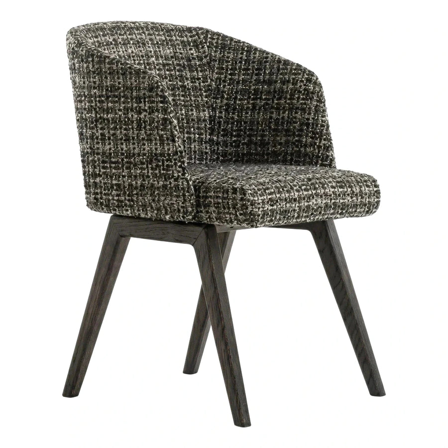 Textured Boucle Armchair with Dark Wood Legs