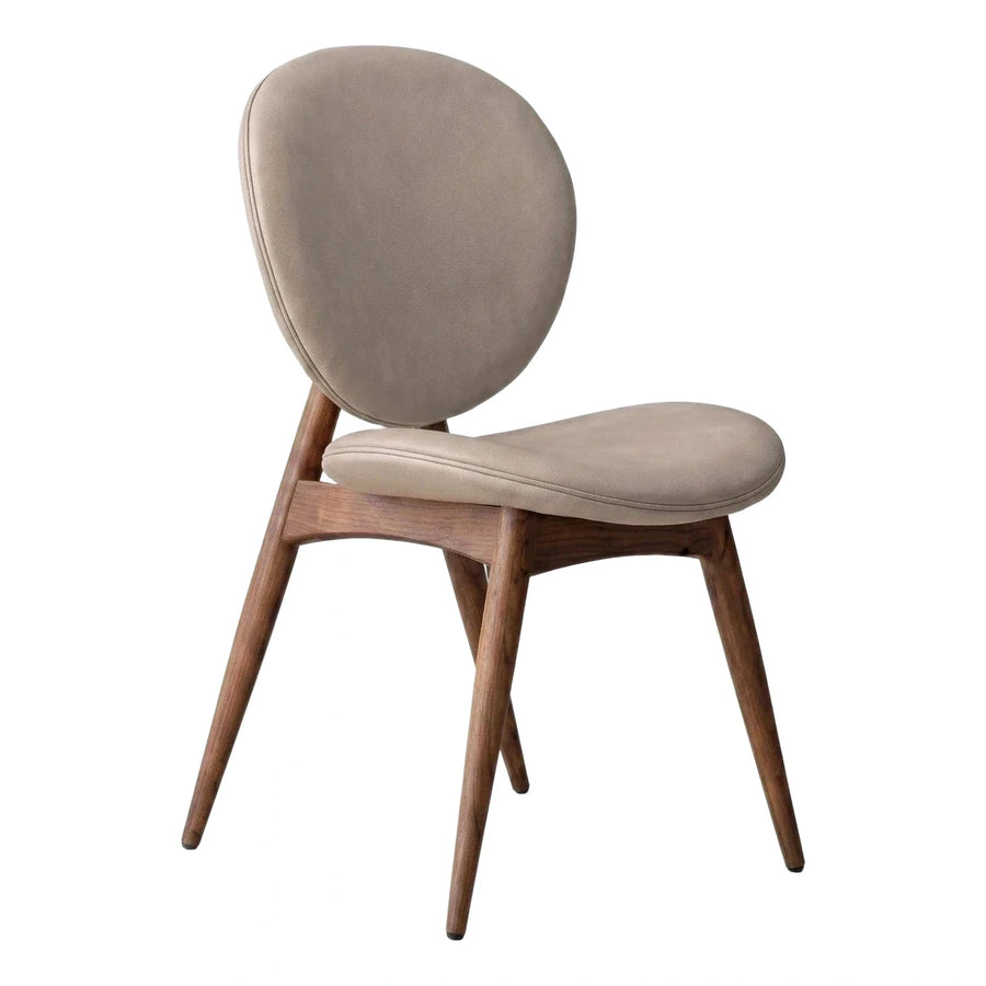 Modern Beige Oval Back Dining Chair with Wood Legs