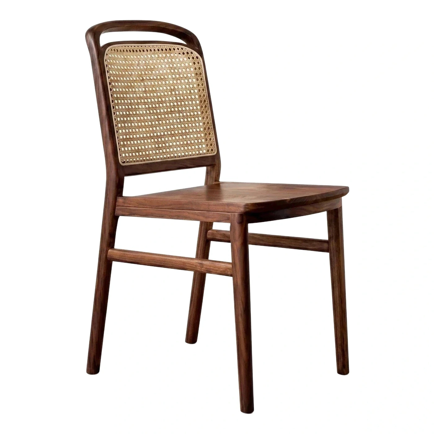 Dark Wood Dining Chair with Cane Backrest