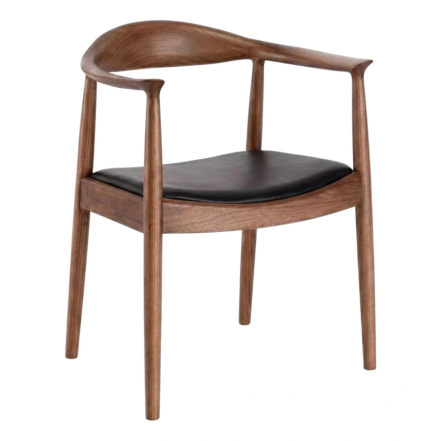 Curved Back Solid Wood Dining Chair with Black Seat