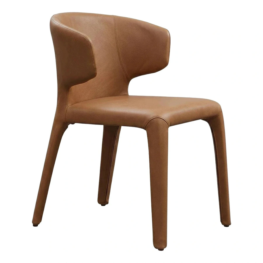 Modern Brown Leather Upholstered Dining Chair