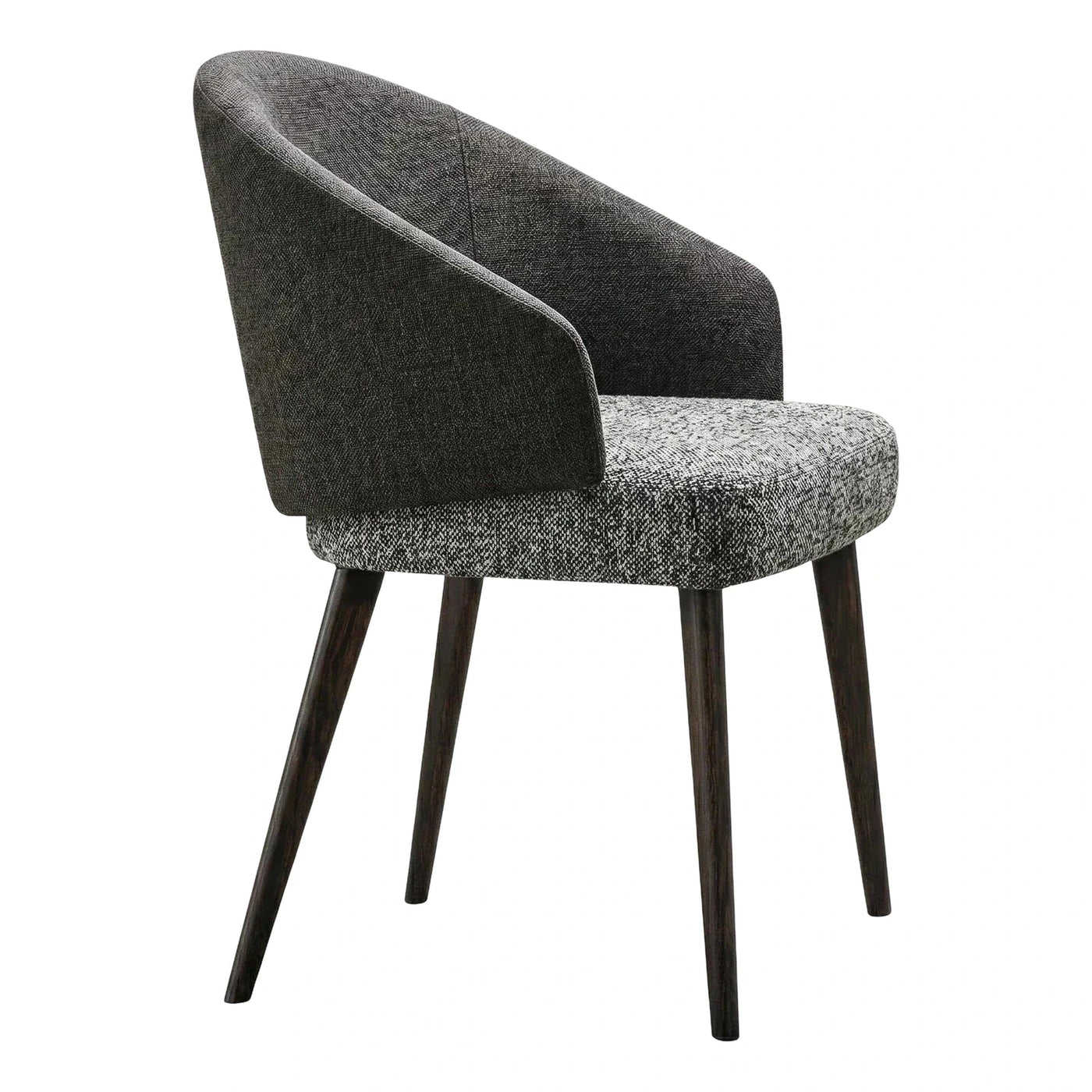 Modern Grey Textured Fabric Dining Chair with Wood Legs