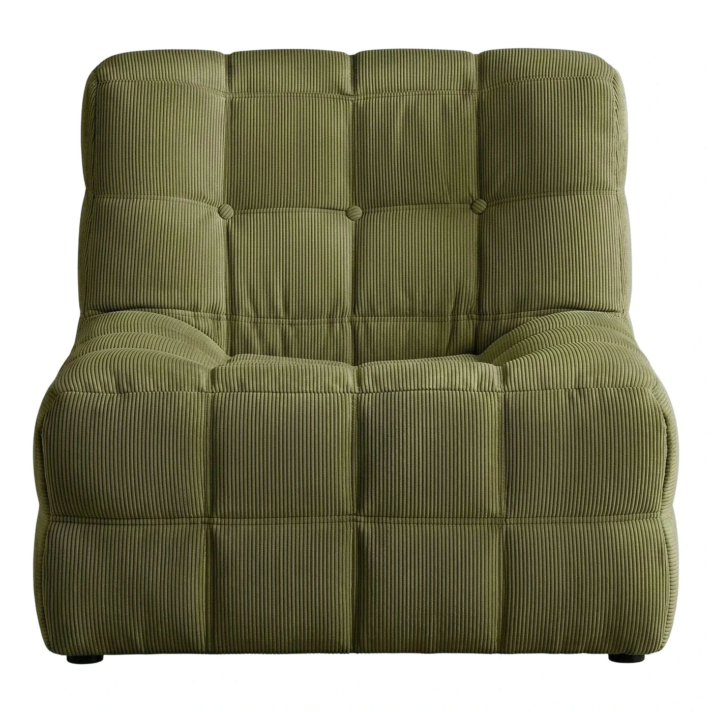 Olive Green Corduroy Tufted Armchair