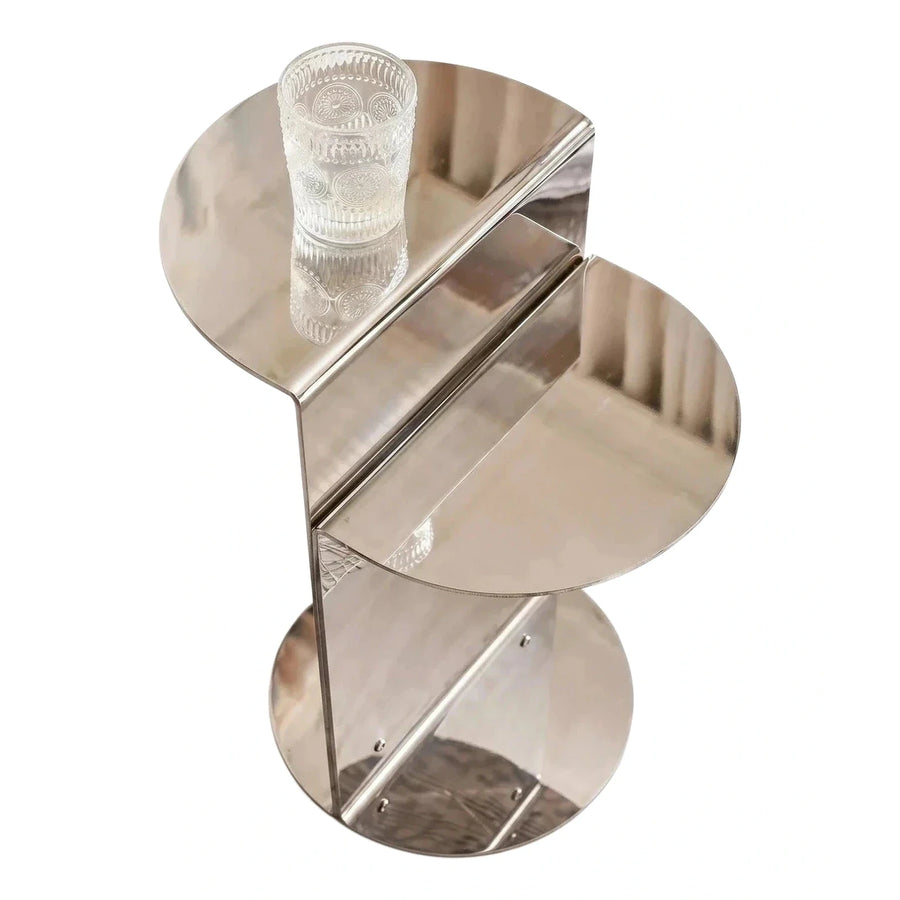 Modern Polished Metal Sculptural Side Table